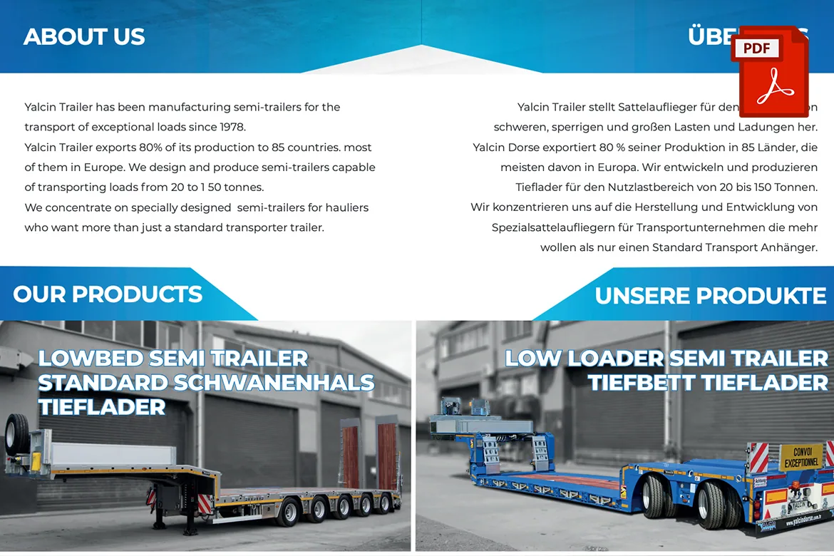 Yalcin Trailer company catalogue (detail view)
